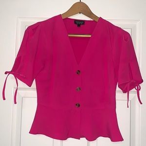Topshop Pink Short Sleeve Blouse
